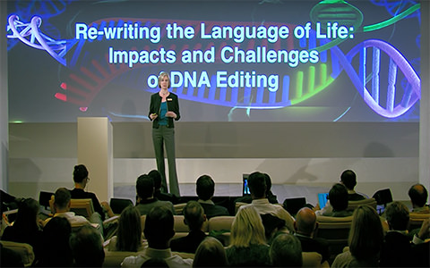 Image of Jennifer Doudna at Google Zeitgeist discussing CRISPR