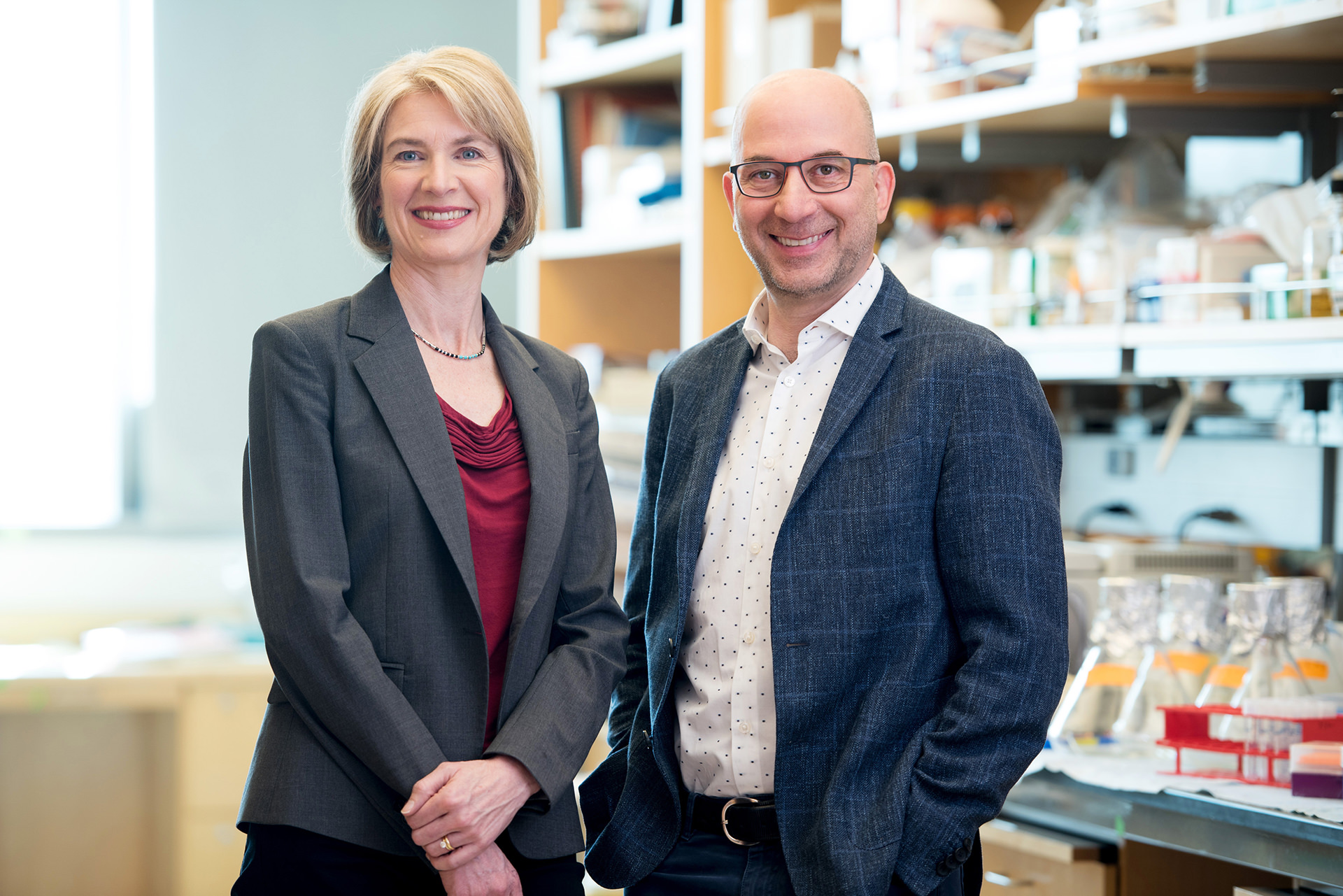 Image of Doudna and Weissman discussing CRISPR and LGR