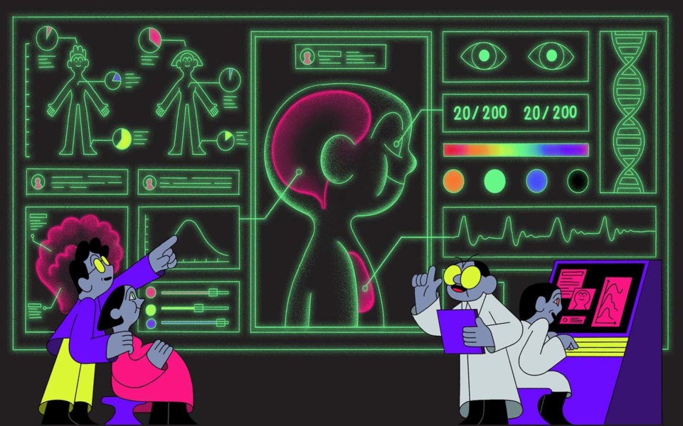 Illustration of scientists creating CRISPR babies