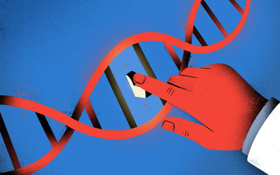 Illustration of hand switching off DNA